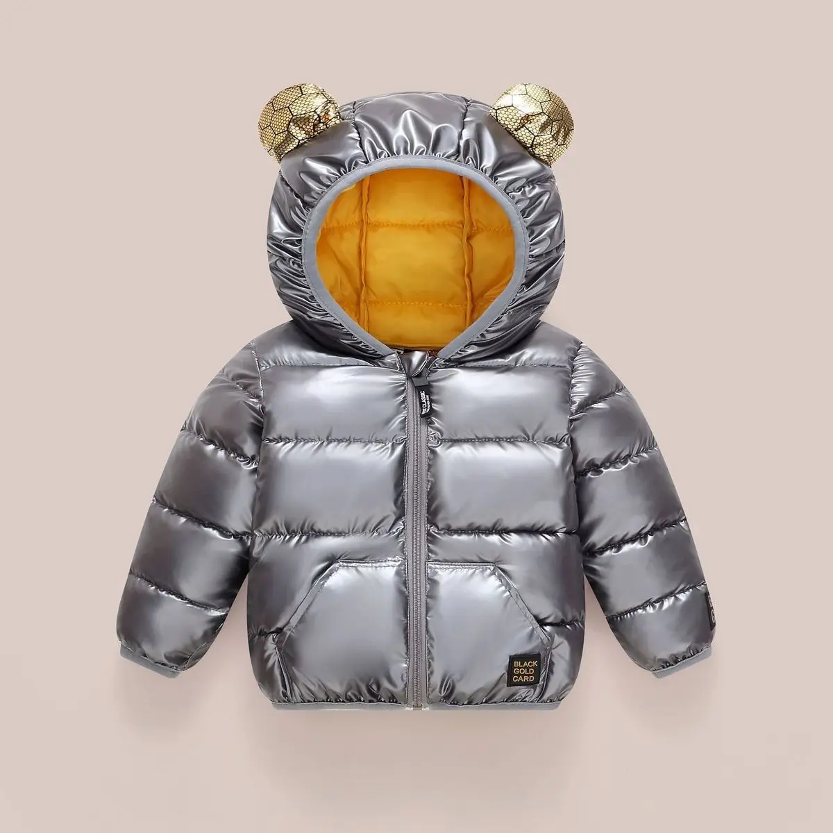 

90-130cm Kids Boys Down Cotton Jacket Winter New Girls Baby Windproof and Warm Bright Thick Coat Children's Cotton-Padded Jacket