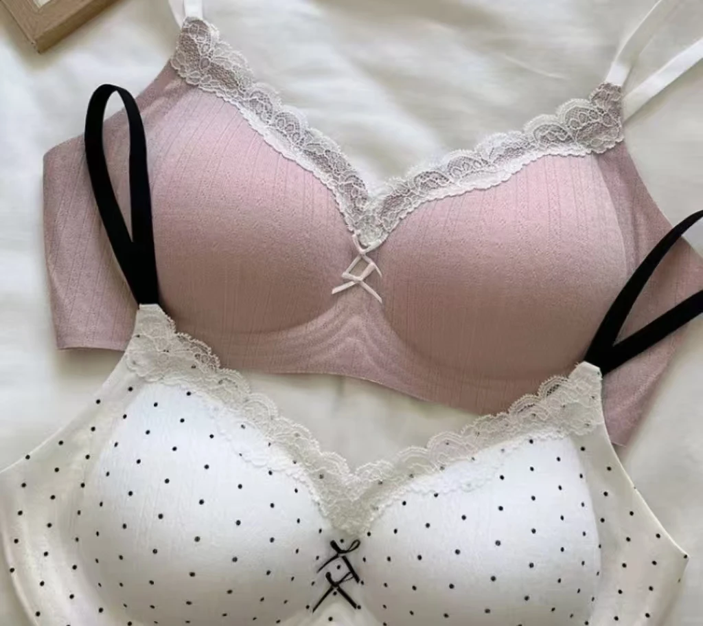 Lace and Floral Print Push-Up Bra