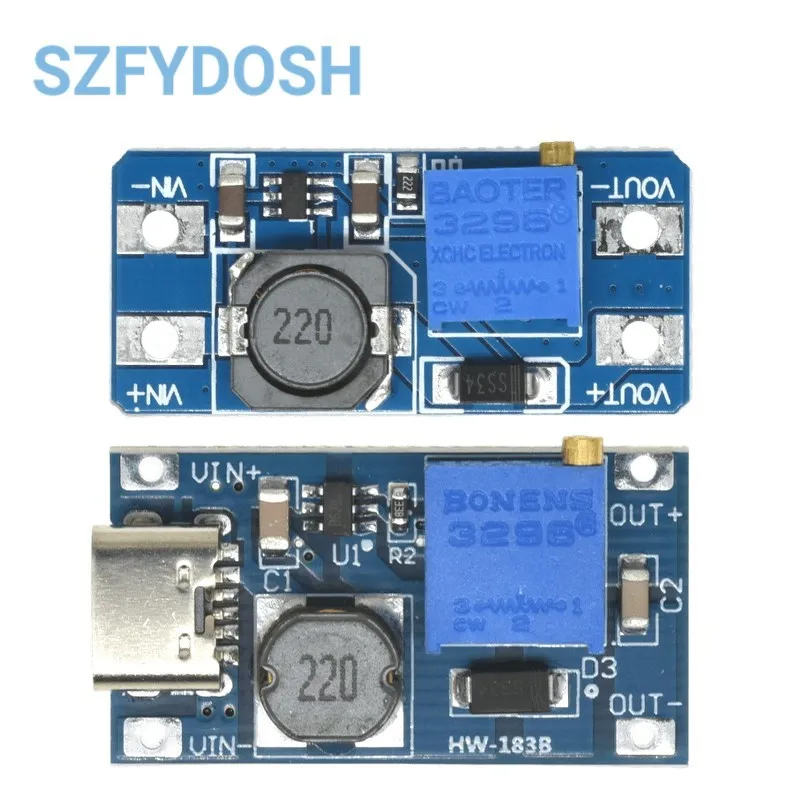 MT3608 TYPE-C/USB 2A Max DC-DC Step Up Power Module Booster Power Module 2-24V To 5V/9V/12V/28V