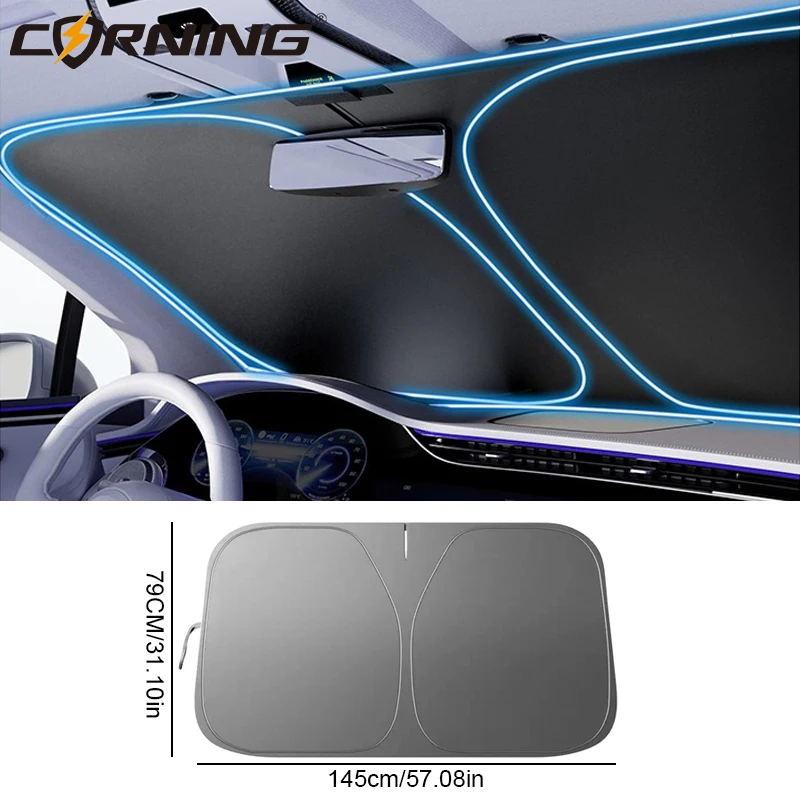 

Солнцезащитный экран для лобового стекла автомобиля, складной, для переднего окна, блокировка УФ-излучения 99,95%, защита UPF2000+, летняя автомобильная шторка