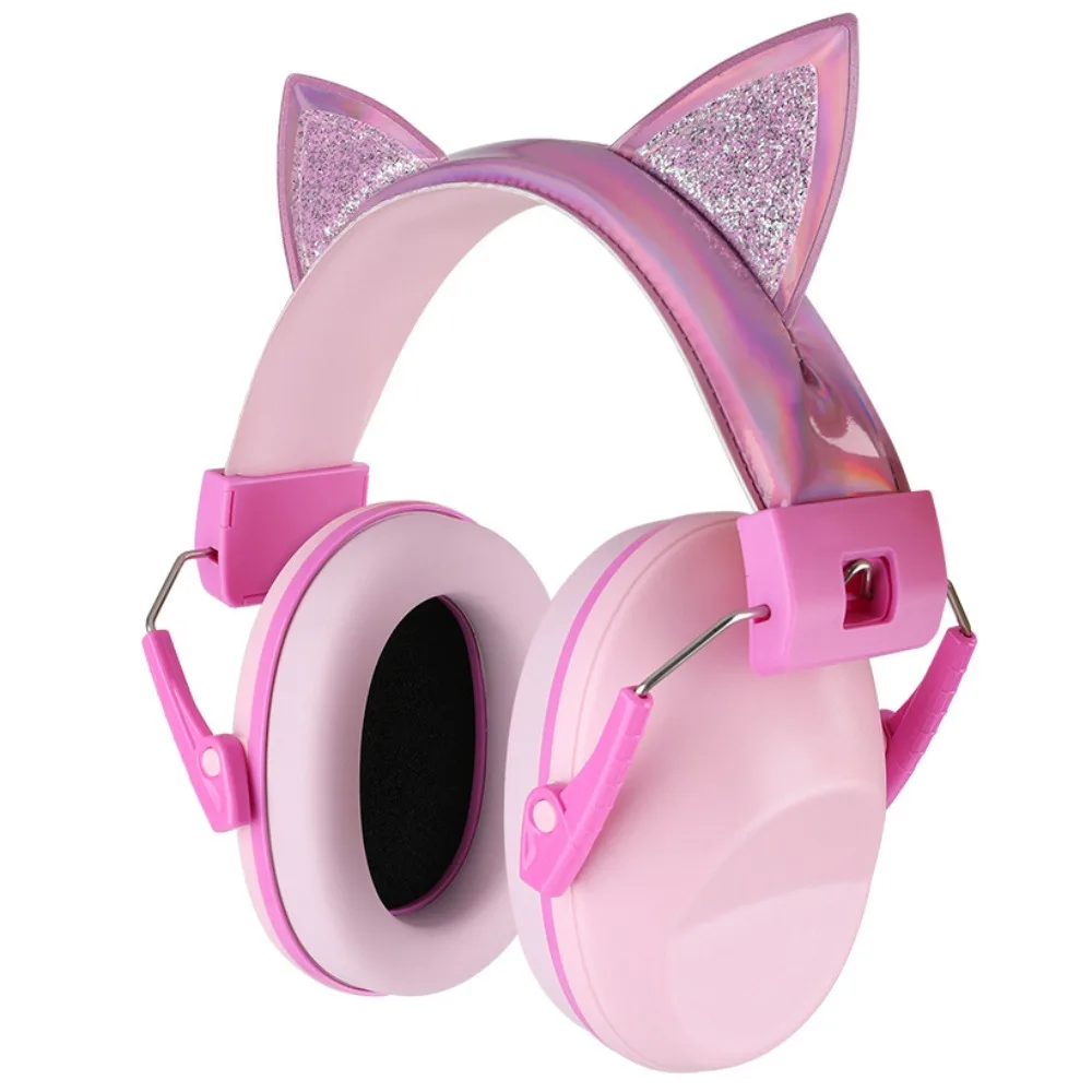 

Pink Cat Ears Anti-Noise Earmuffs Kid Hearing Protection Noise Cancelling Safety Reduction Ear Muff Cartoon Adjustable