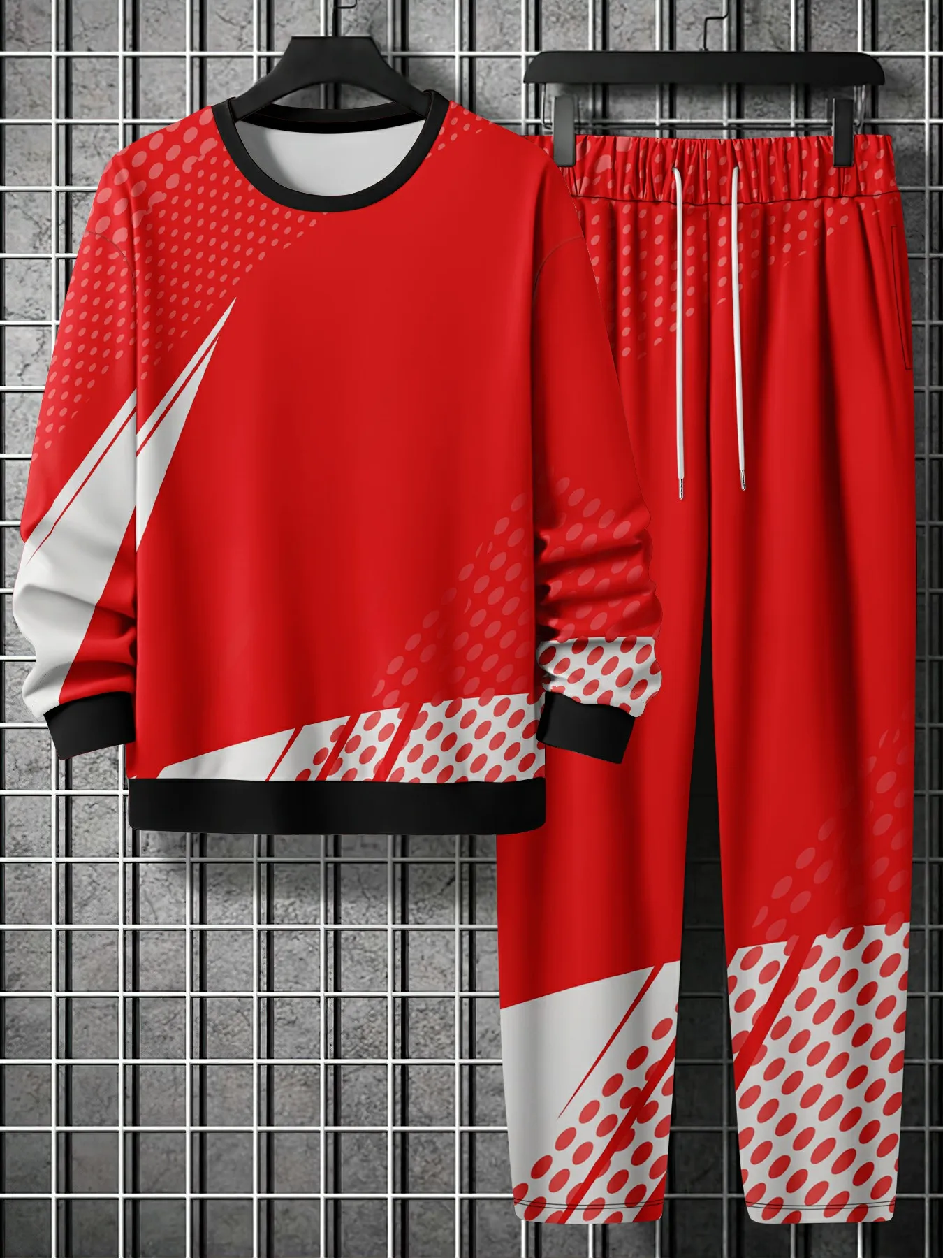 

3D Printed Men's Crew Neck Sweatshirt Set Loose Fit Casual Long Sleeve Pullover Tracksuit