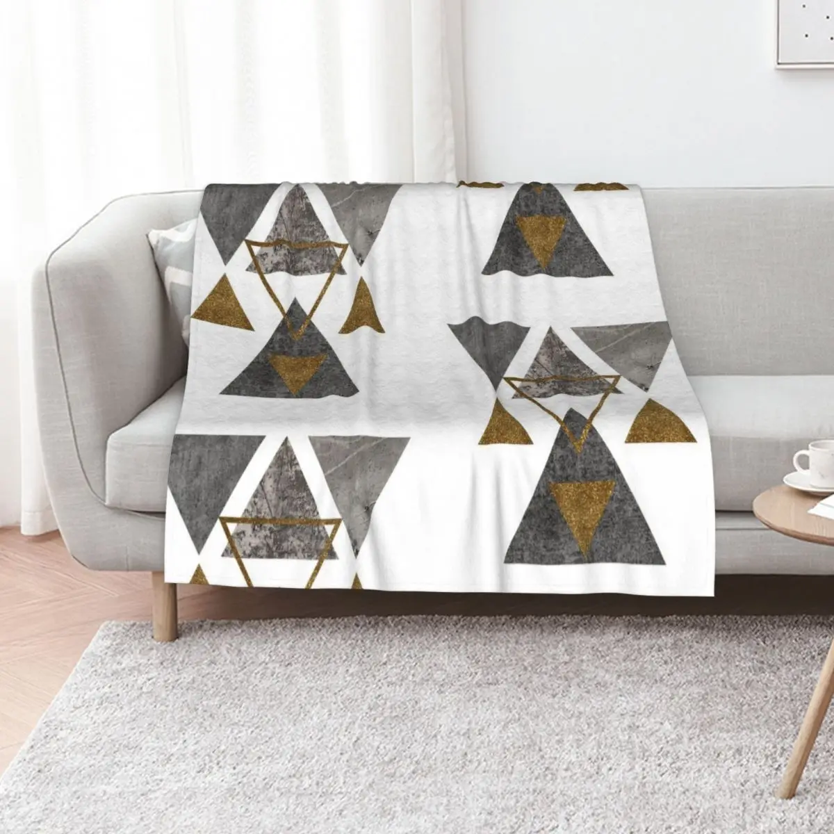 

Trendy Geometric Design Throw Blanket funny gift Soft Plush Plaid Heavy Flannels Blankets