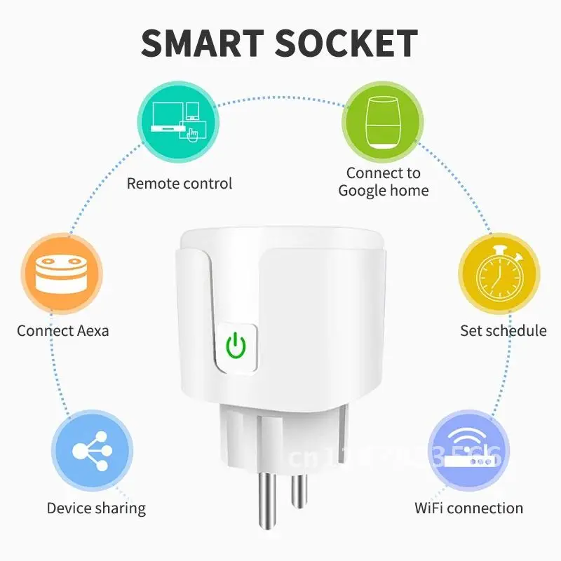 Enchufe inteligente WiFi para la UE, de 20a adaptador inalámbrico y 220V, Control remoto por voz, Monitor de potencia, temporizador, para Google Home y Alexa