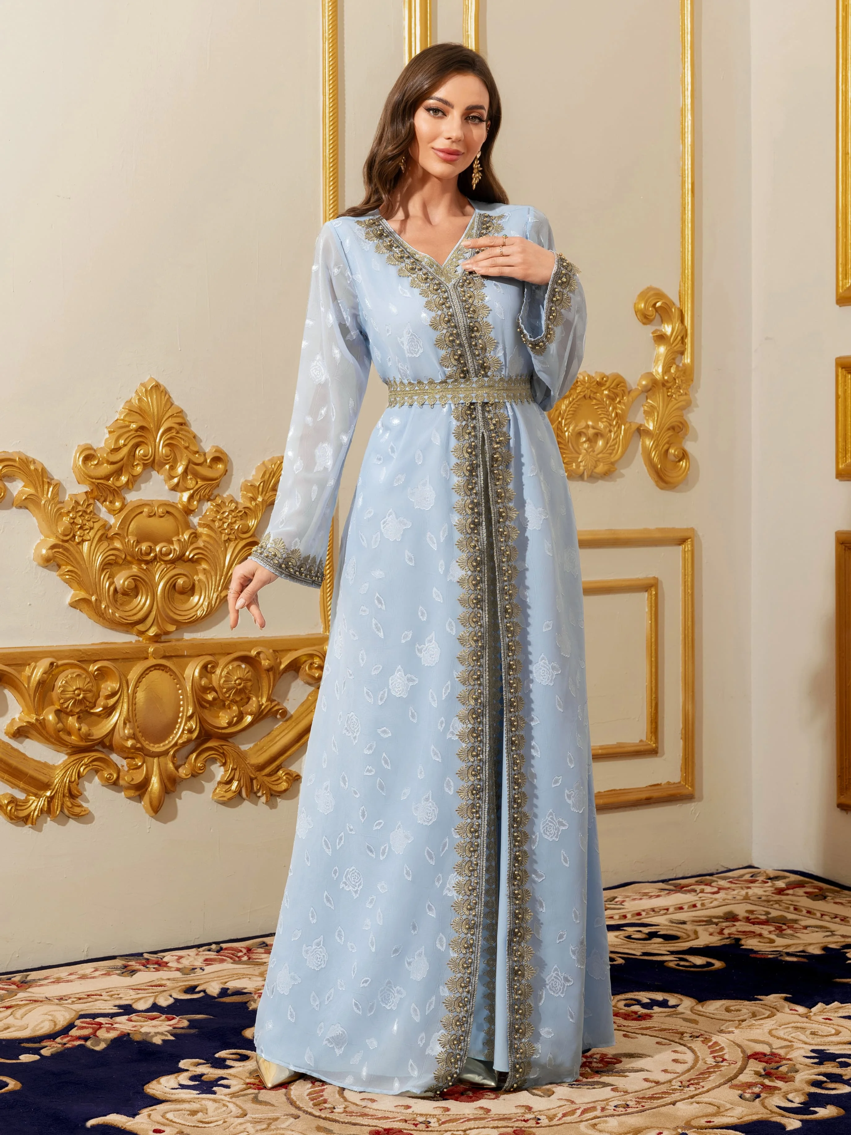 Abaya musulmano Abito maxi caftano floreale marocchino per donna Arabo islamico Dubai Robe Abbigliamento da preghiera Ramadan