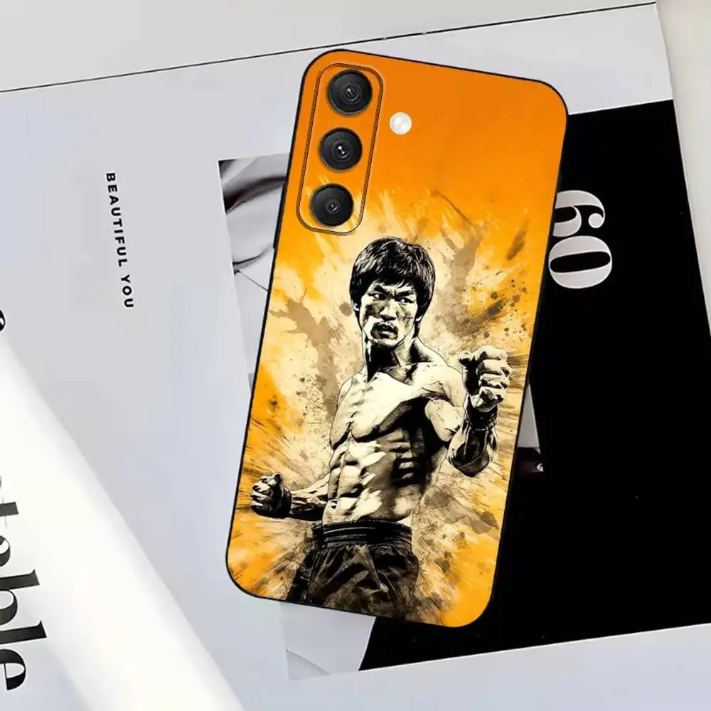 حافظة هاتف B-Bruce Lee-es رائعة لهاتف سامسونج S25، S24، S23، S22، S21، S20، S10، Ultra، Plus، Lite، FE، غطاء أسود من السيليكون الناعم