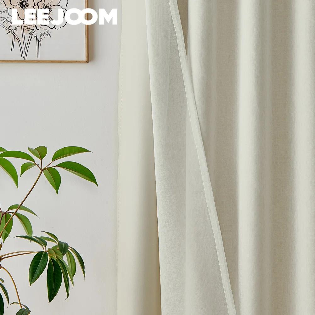 LEEJOOM Double Layer Curtain Head Curtain Valance Living Room Bedroom Thick Curtain with Sheer Drapes 1PC