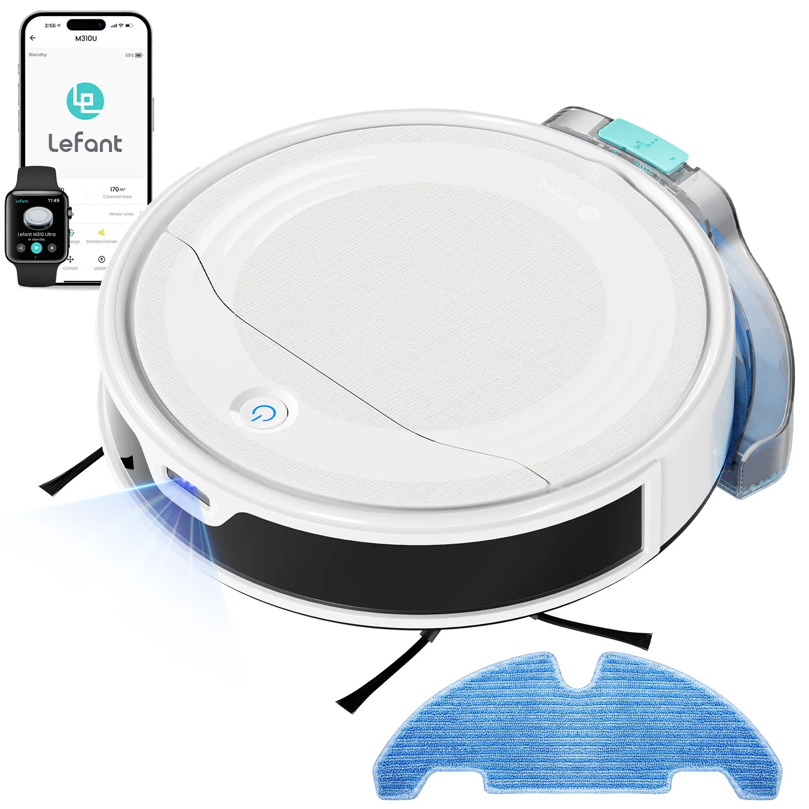 Lefant M310 Ultra Robot Vacuum Cleaner with Mapping, 6000Pa, Navigation ToF PSD 190°, 170 Min, APP/WiFi Control,  Ideal for Pet Hair and Hard Floors
