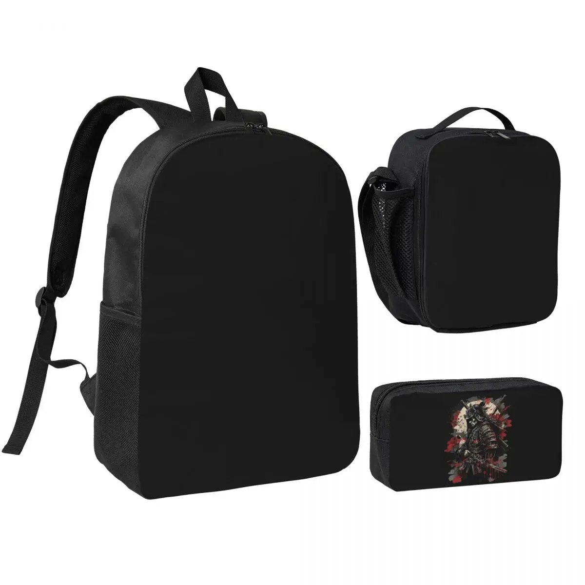 

Japanese Samurai Warrior Backpack Student BookBag School Bag Shoulder Bags 3ps Insulated Lunch Bag Pencil Case