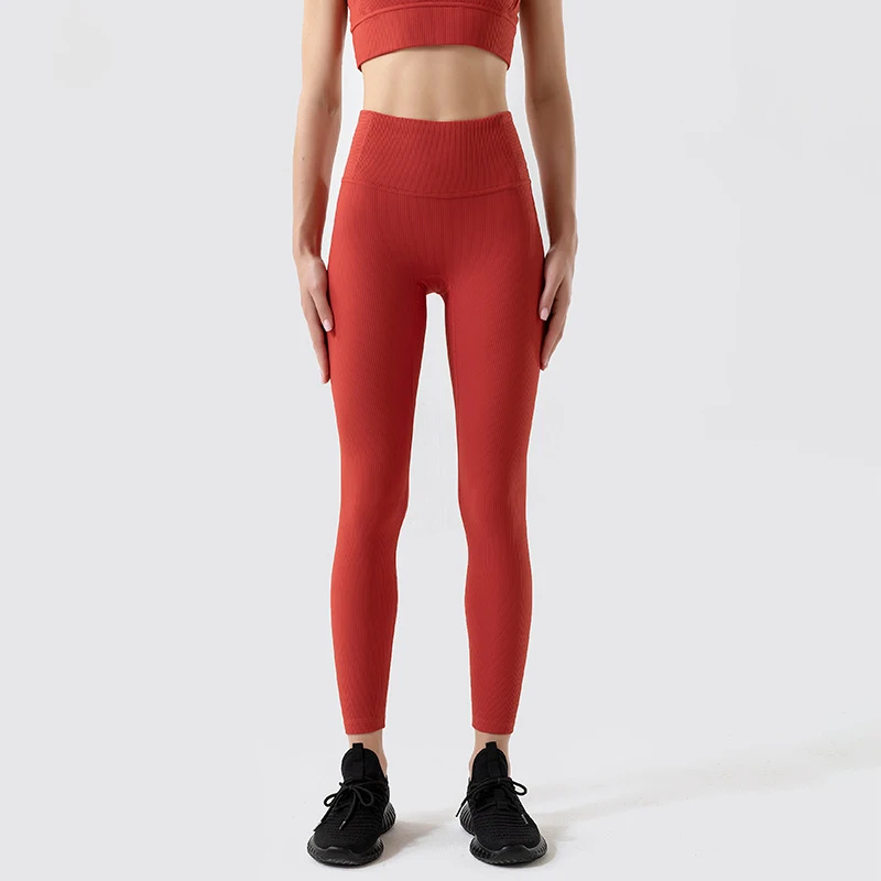 Leggings da Yoga a coste elastico a vita alta sport Fitness Running Push Up Leggings abbigliamento sportivo Leggings da palestra senza cuciture per