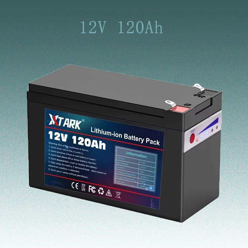 Upgraded 12v 120Ah 18650 Li Ion Battery Electric Vehicle Lithium Battery Pack 9V- 12V 150000mAh Built-in BMS 80A High Current