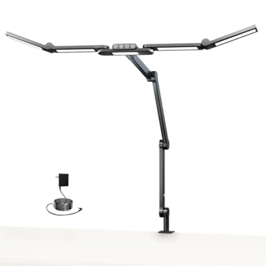 

Настольная светодиодная лампа Basics 32,5 дюйма с креплением на стол, 23 Вт, архитектурная лампа-прищепка с 5 световыми панелями, диммируемая, для дома и офиса