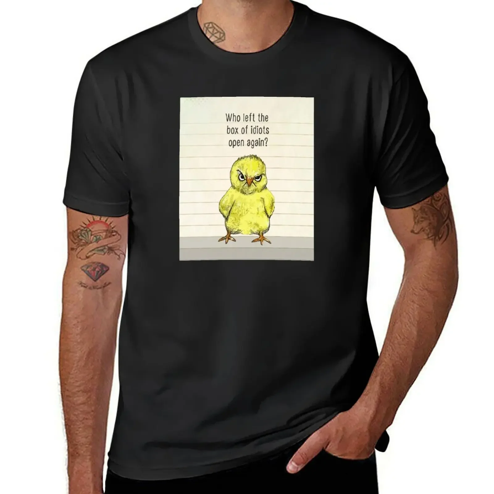 

Angry chick - who left the box of idiots open again T-Shirt vintage customizeds animal prinfor boys mens big and tall t shirts