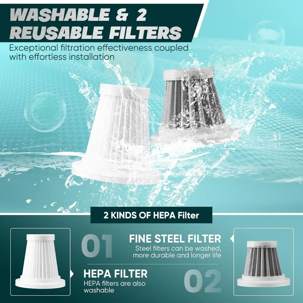 مكنسة كهربائية للسيارة - مكانس سيارة محمولة لاسلكية مع أفضل شفط، محرك بدون فرش 12000PA أقصى قوة، 3 في 1 محمول صغير #6