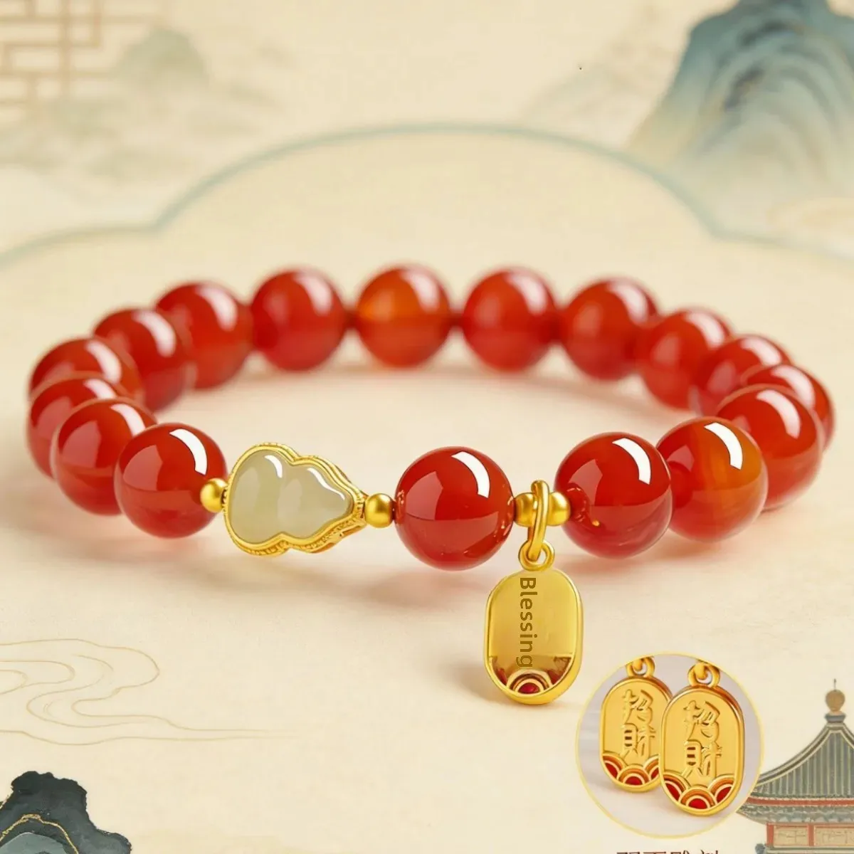 2026 Natural Red Agate Handstring For Women Hetian Jade Fortune Gourd Bracelet Red Lucky Luxury Exquisite Gift For Good Friends