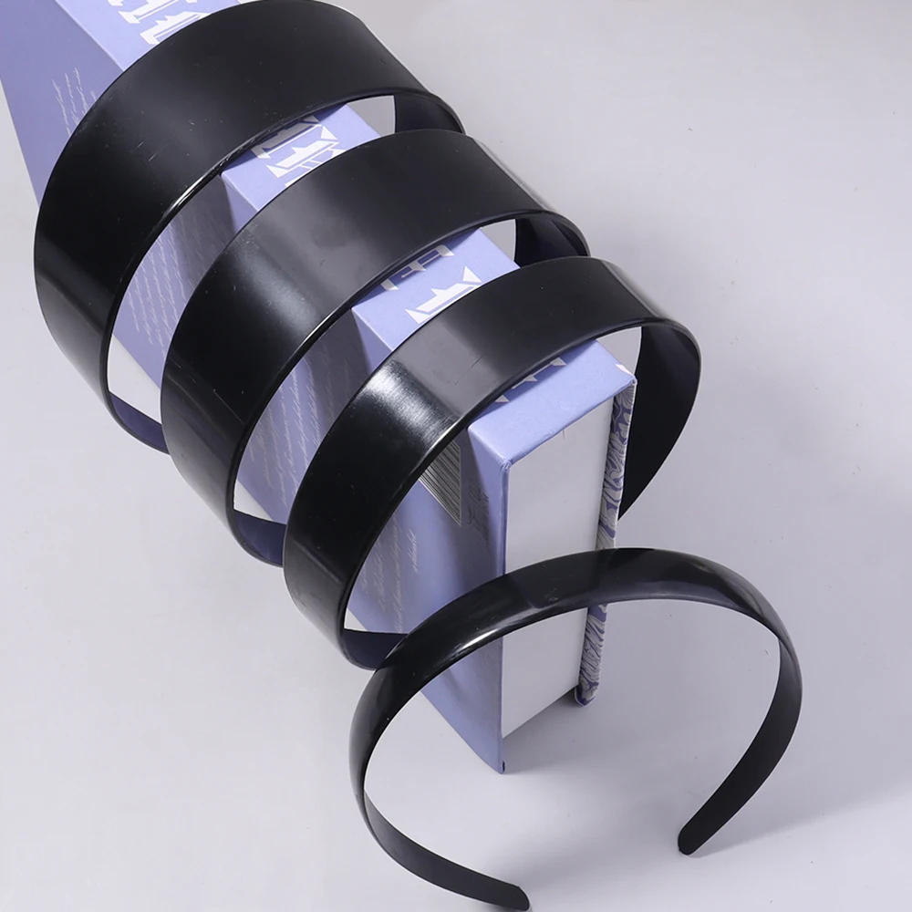 5 pièces noir 1.8-4.8CM large bandeau en Satin filles bandeaux en plastique cerceau de cheveux enfants bandes élastiques accessoires de cheveux