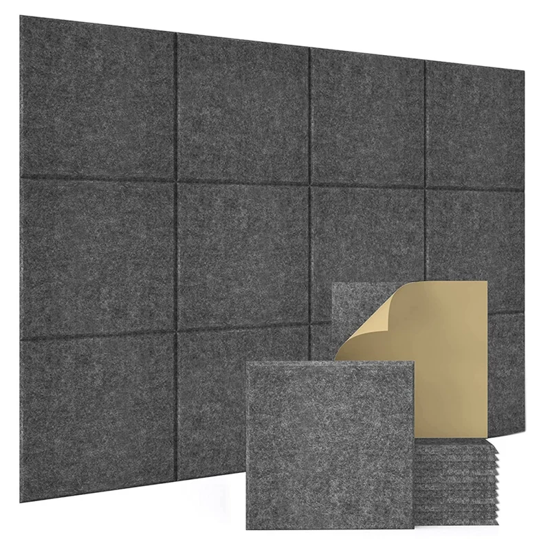 12 Pack Self-Adhesive Balanced Acoustic Wall Panels,12X12X0.4 Inch Sound Proof Panels,Absorbing Tiles For Home & Offices