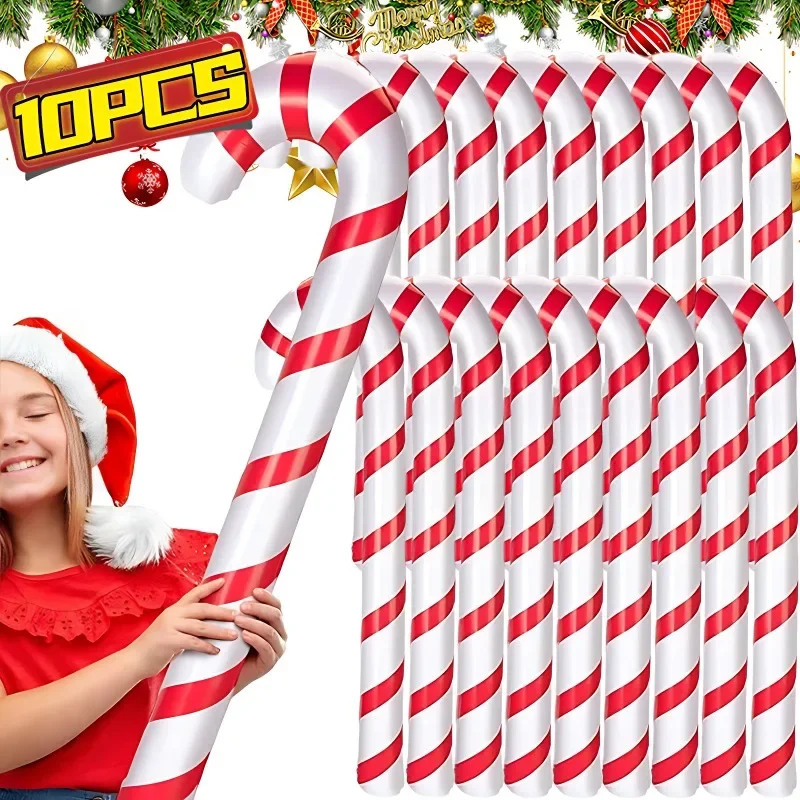 1/10 قطعة نفخ عيد الميلاد قصب الحلوى عيد الميلاد قصب الحلوى بالونات شجرة عيد الميلاد معلقة حلية السنة الجديدة ديكور حفلات هدية الكريسماس