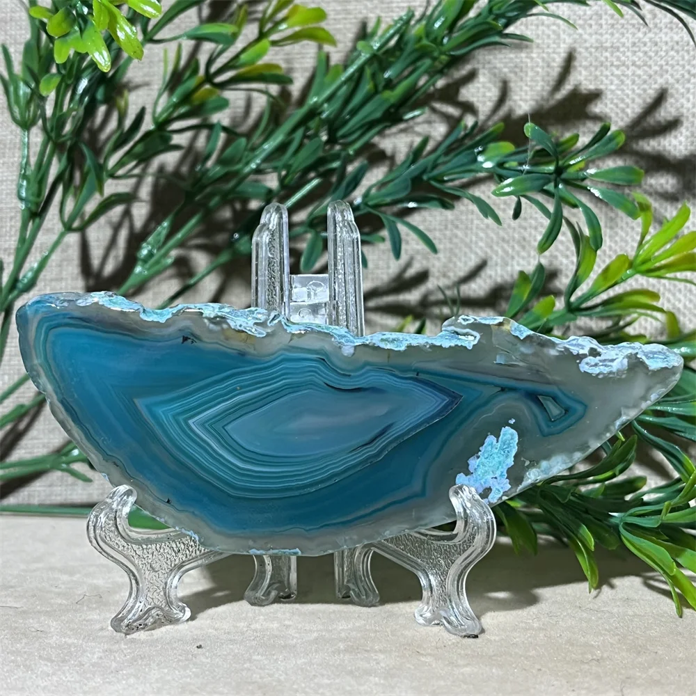 Crystal Natural Slab Agate Stone Quartz Geode Slice Mineral Coaster Polished Energy  Healing Reiki Home Decoration+Stand