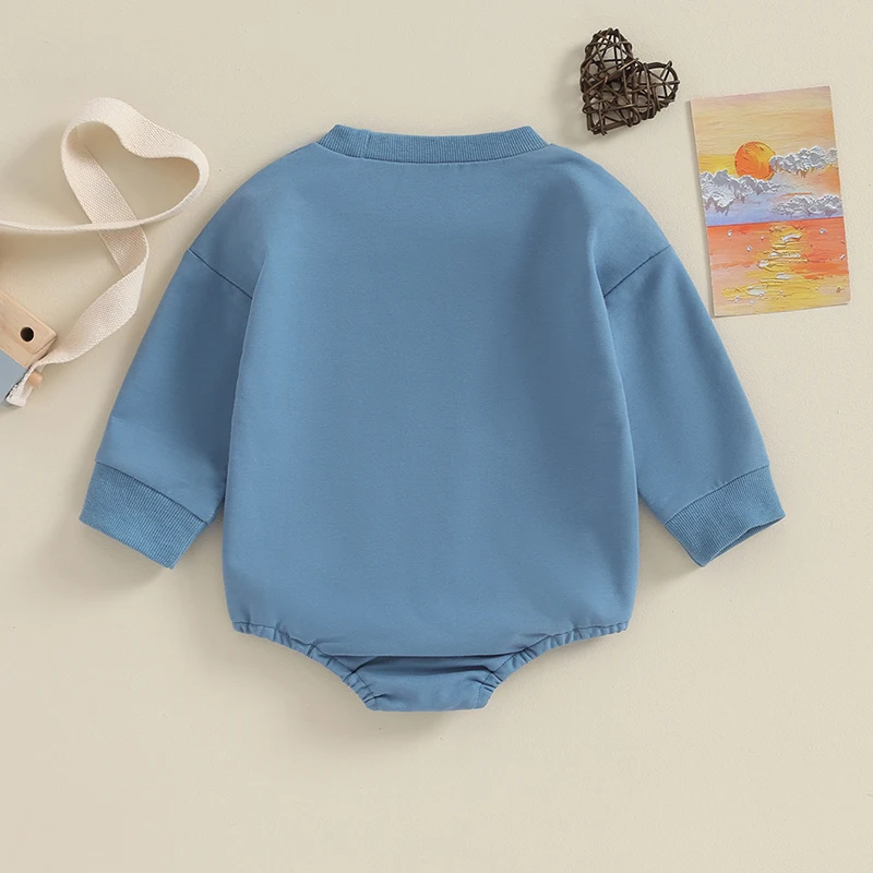 Newborn Infant Baby Boys Girls Sweatshirt Long Sleeve Crewneck Letter Print Romper  Fall Winter Clothes