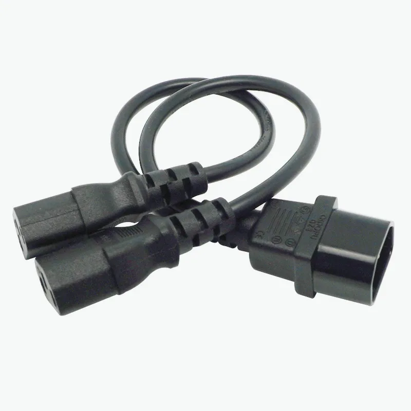 Grosir 1 Buah Kabel Adaptor Pembagi Tipe Y Daya Pendek 5-13R C14 Tunggal Ke Dual C13 5-13R 35Cm