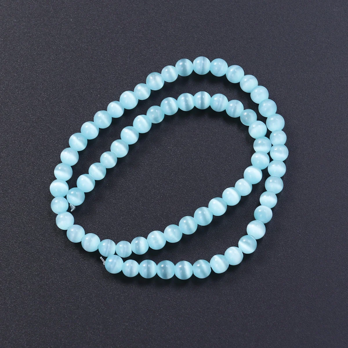 

66pc 6Mm Natural Opal Beaded Bracelet Smooth Round Cat Eye Gemstone Jewelry For Unisex Handmade Gift Decor Stone Beads