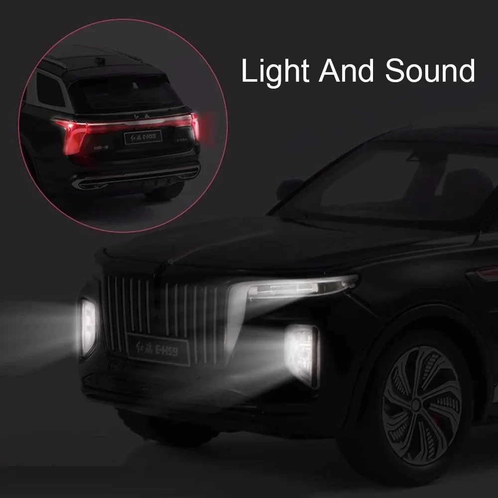 1:24 HONGQI E-HS9 Autos Spielzeug Legierung Diecast Modell Rad Zurückziehen Miniatur Auto mit Licht Sound Fahrzeug Kinder Kindertag Geschenke