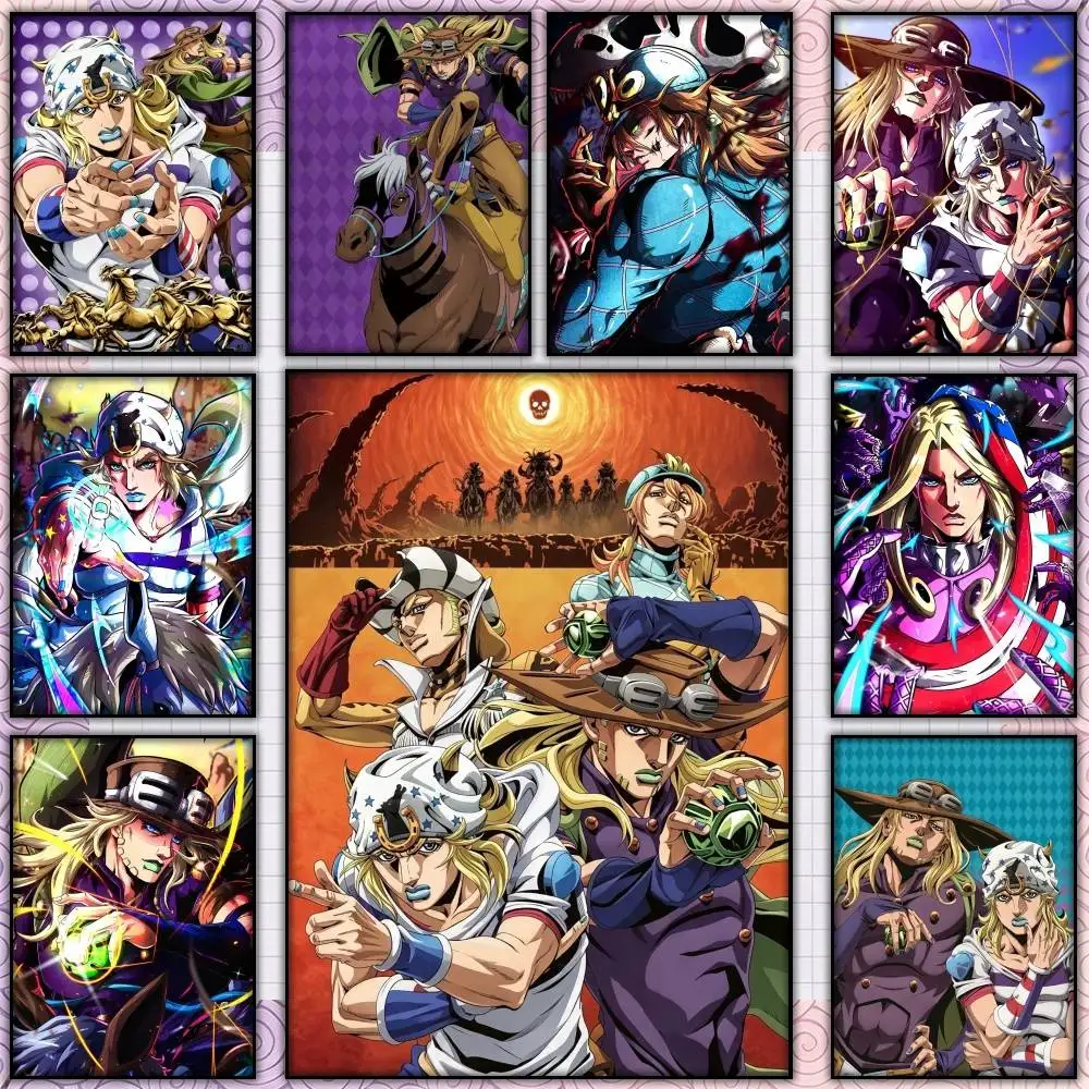 Classic JOJO-SBR Anime J-Jotaro K-Kujo  Poster Self-adhesive Art Waterproof Paper Sticker Coffee House Bar Room Wall Decor