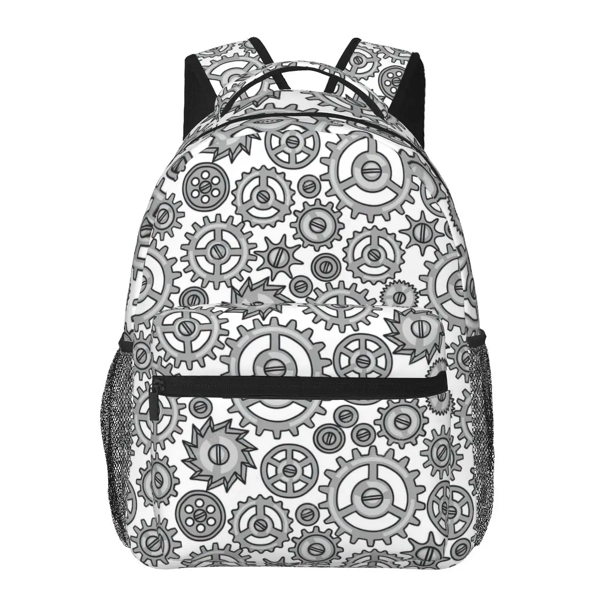 Steampunk Of Metal Gears In Doodle Style Opens A New Tab Backpack for Girls Boys Travel RucksackBackpacks for Teenage school bag