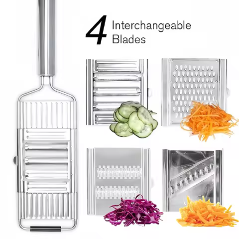 Portable Multifunction Stainless Steel Grater Shredder Cutter - Manual Vegetable Fruit Slicer Peeler Easy Clean Kitchen Tool