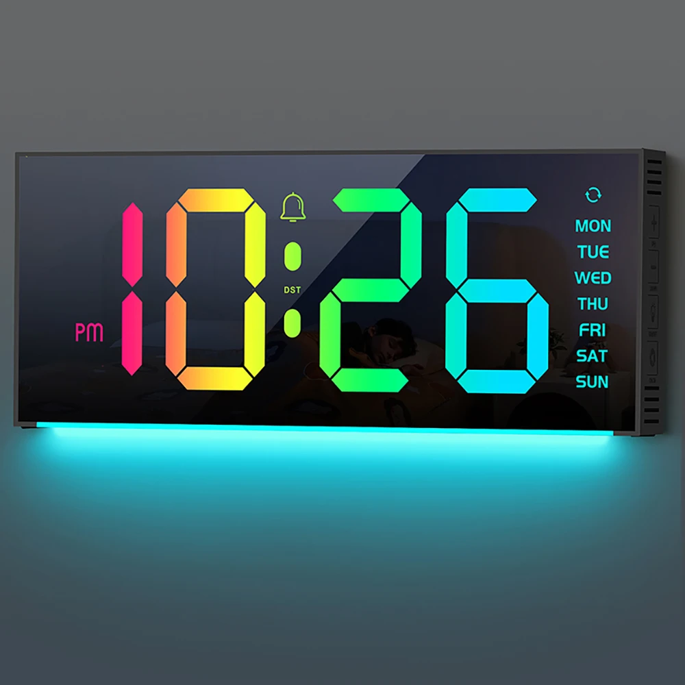 

Large Digital LED Wall Table Clock Remote Control Night Light Mood Lighting Living Room Classroom Office Wall Mounted Smart Home
