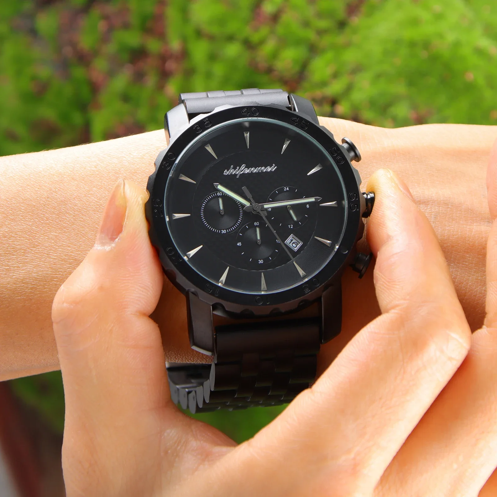 Kity Kiss Luxus-Multifunktions-Herren-Quarzuhr aus Holz mit mehreren Zeitzonen, wasserdichte Nachtlichtuhr, exquisites Festival-Geschenk