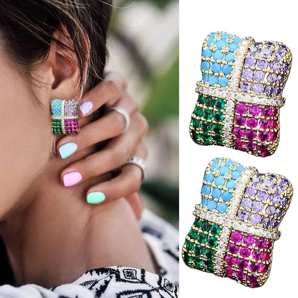

Kellybola Original Luxury Square Earrings For Women Bridal Wedding Gift Brand Delicate CZ Items With Free Shipping High Quality