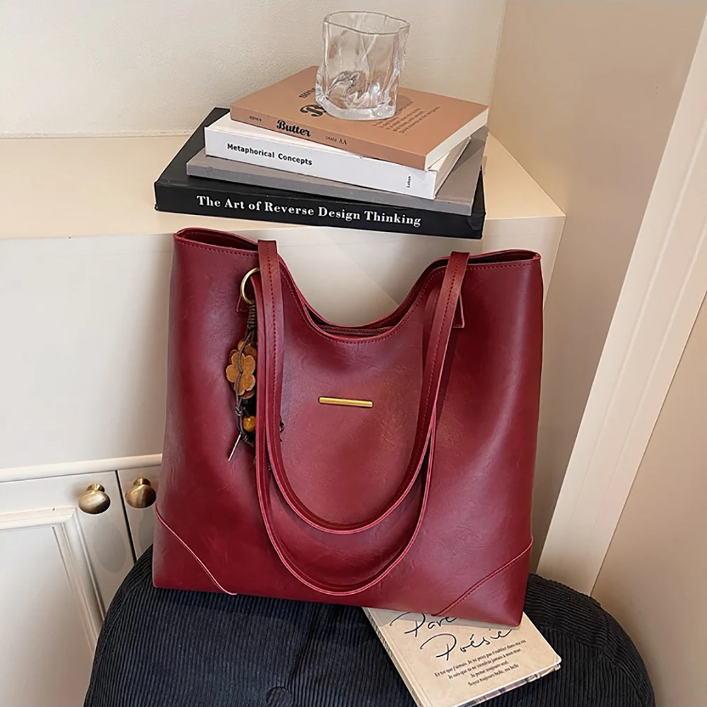 

Женская вместительная сумка-тоут из искусственной кожи на одно плечо, новинка весны 2026, универсальная сумка для покупок и повседневных поездок