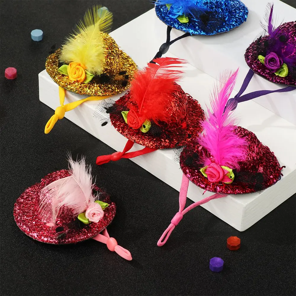 Adjustable Stylish Show Costum Duck Rooster Pets Supplies Feather Top Hat Chicken Hats Cap for Hens