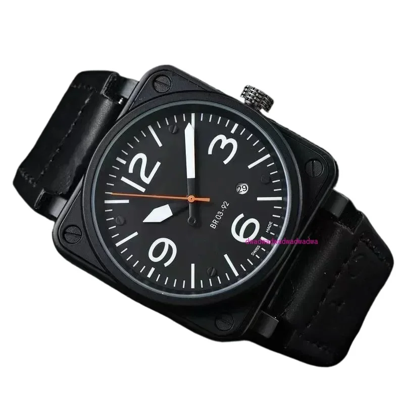 Black Ross Rubber 46mm Large Dial Men for Watches AAA Clcok BBMen Automatic Mechanical Watch Bell Brown