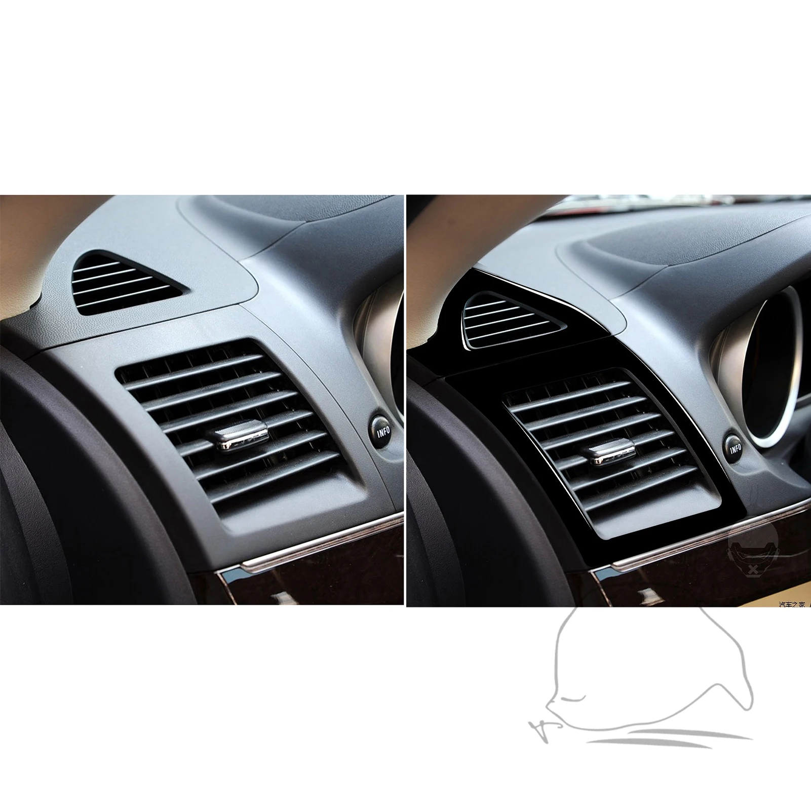 For Mitsubishi Lancer EVO X MR 2008-2015 Car Accessories Plastic Piano Black Interior Side Air Outlet Trim Sticker Modification