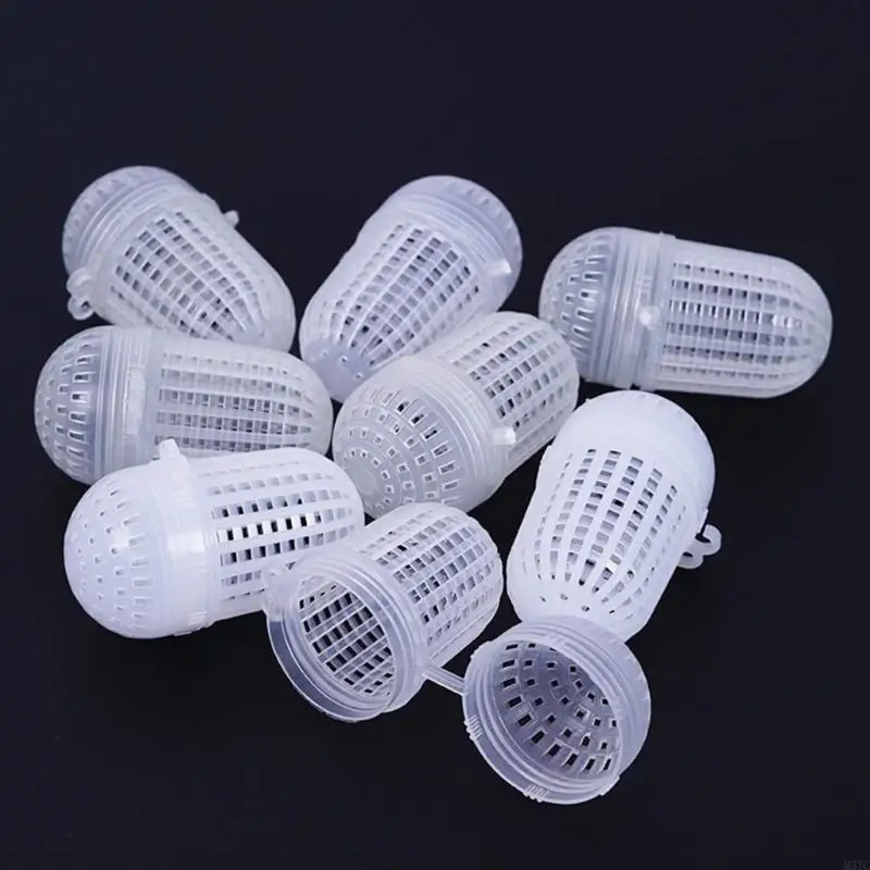 M5TC 5pcs أسماك إغراء صيد الأسماك الطعوم قفص مصاصة صاحب التغذية حامل السمك إغراء سلة بلاستيكية