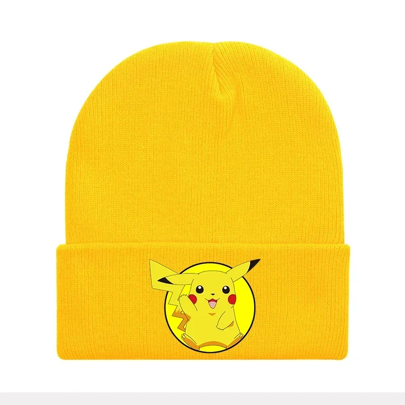 البوكيمون بيكاتشو محبوك قبعة القبعات الكرتون المطبوعة بيني أنيمي الشكل الشتاء قبعة صوفية طفل الفتيان الفتيات بونيه هدية عيد ميلاد