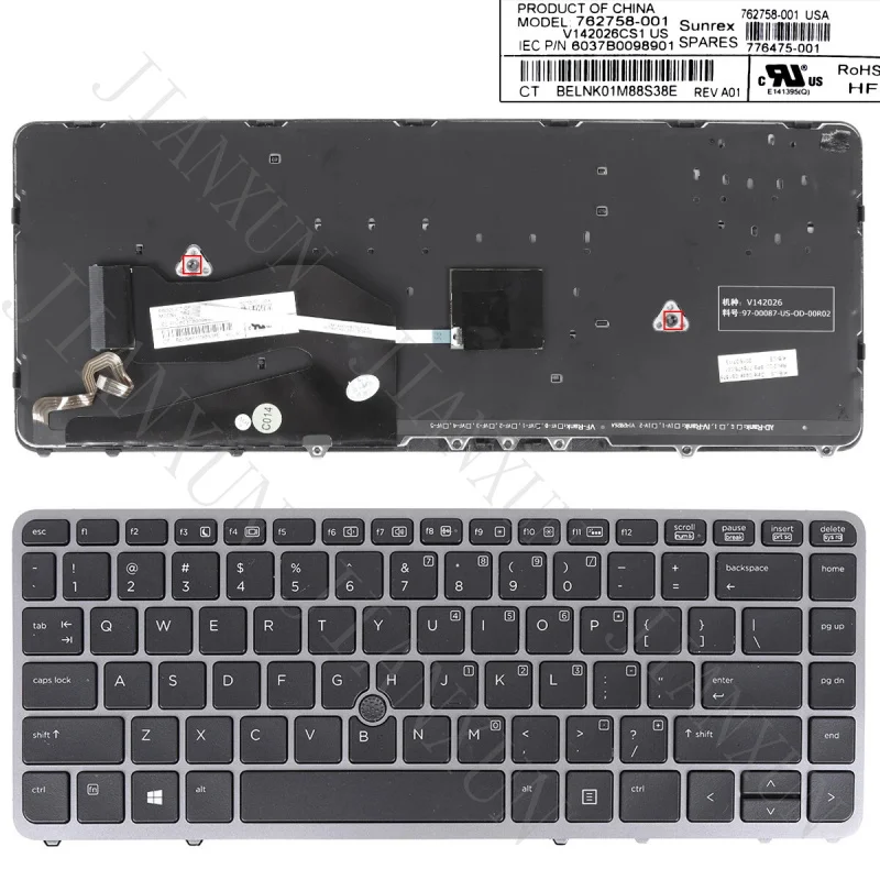 S+US Laptop Keyboard For HP EliteBook 840 G1 850 G1 with Backlit and Point Stick