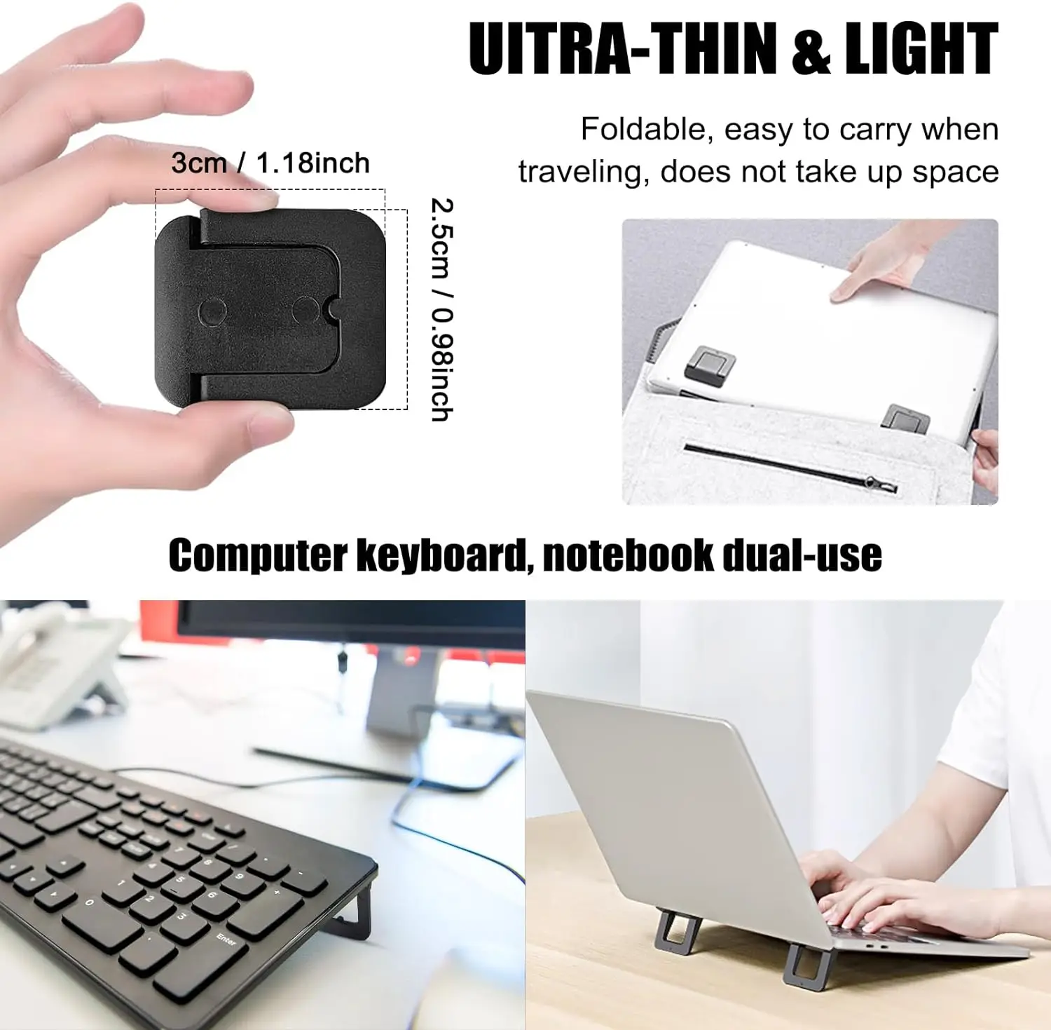 4pcs Keyboard Tilt Stand Legs Mini Laptop Stand for Desk, Portable Laptop Stand for MacBook Air Pro, Dell XPS, Lenovo