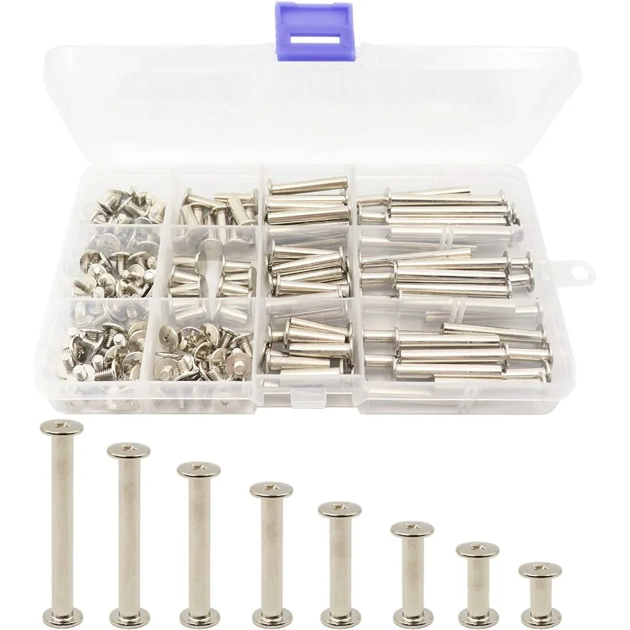 

160pcs Phillips Chicago Screws M5 x 10 15 20 25 30 35 40 45mm Binding Screw Posts Book Screws Binding Barrels and Screws Assort