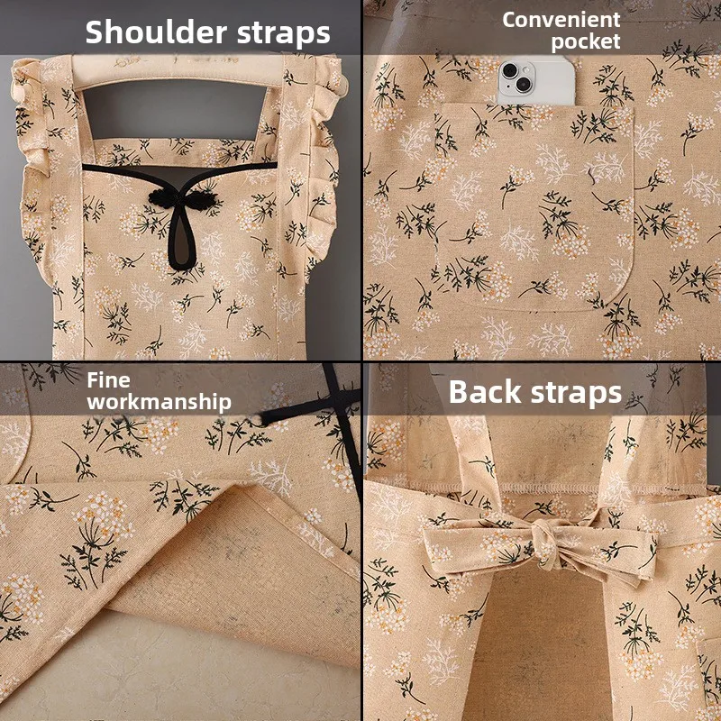 Women's Sleeveless Apron for Kitchen Anti-fouling Breathable Cooking Chinese Cheongsam Catering Dirt-resistant Overalls