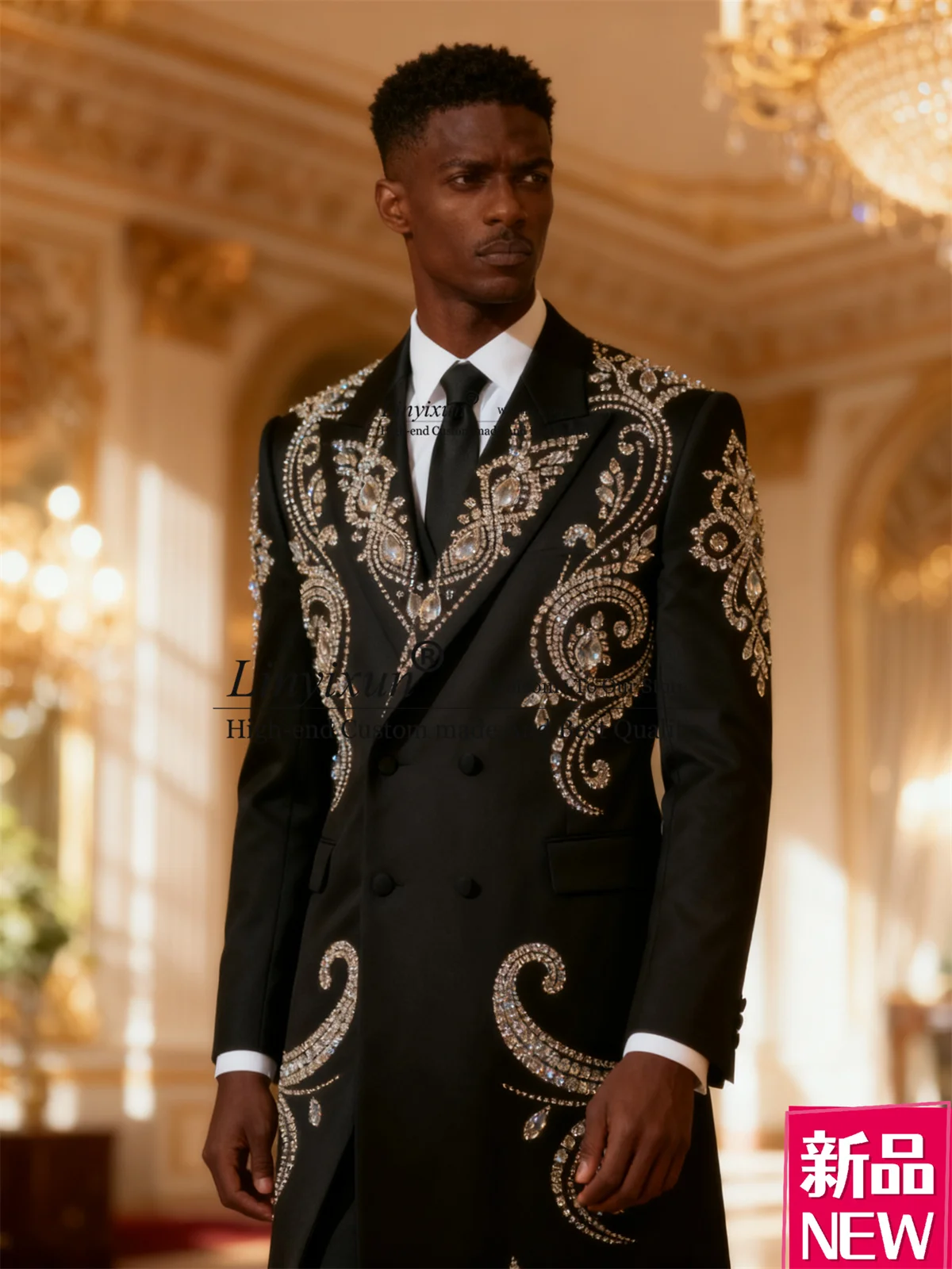 

Осенне-зимние мужские костюмы по индивидуальному заказу, модное длинное пальто, пиджаки для жениха, ювелирное украшение, комплекты из 2 предметов, смокинг для свадебной вечеринки, Ropa Hombre