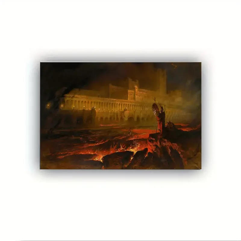 1 Piece No Frame John Martin - Pandemonium Louvre 1841 Poster Canvas Wall Art HD Print Modern Home Office Living Roo