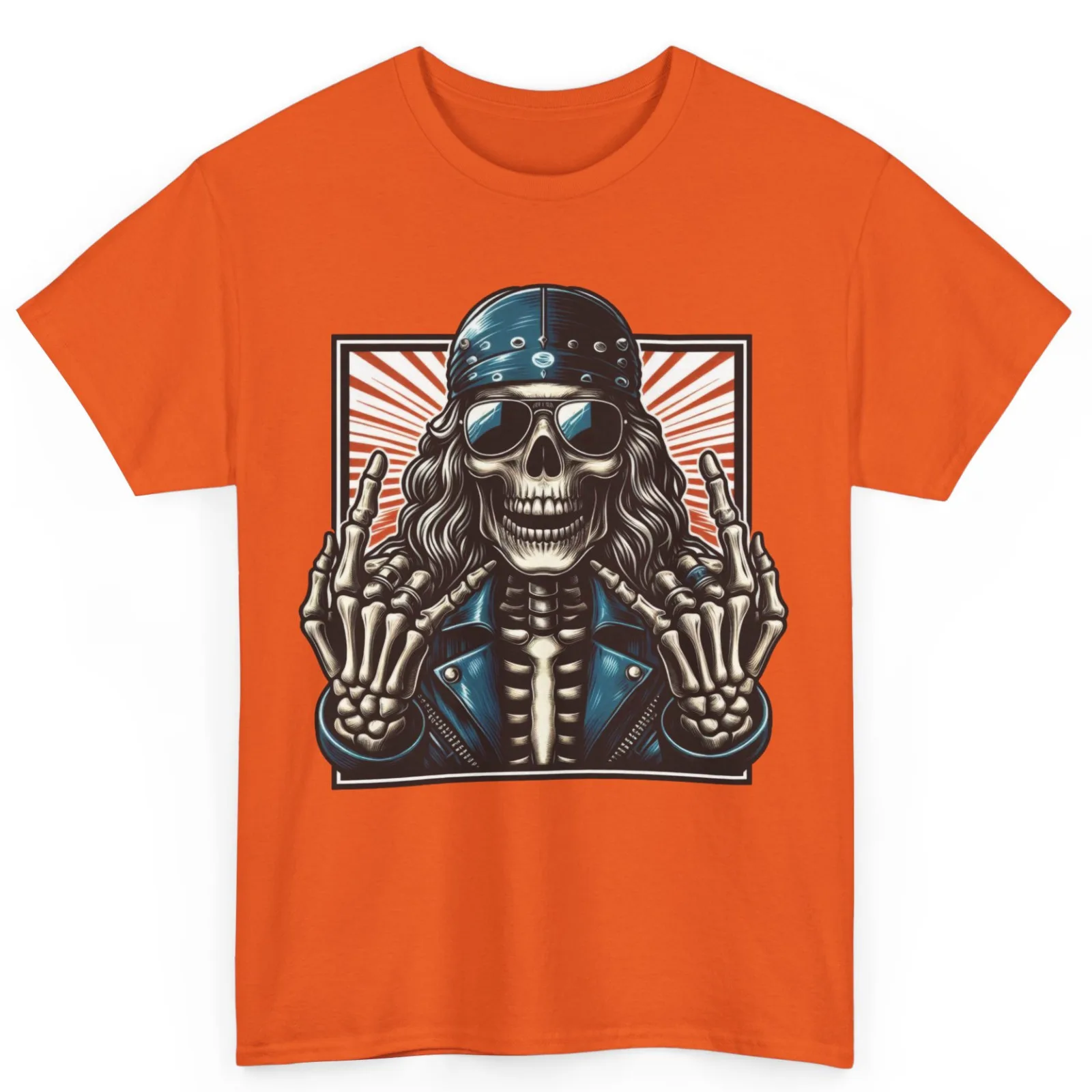 

Rocker Style Halloween Costume Skull Rock Music Fan Unisex Cotton T-Shirt