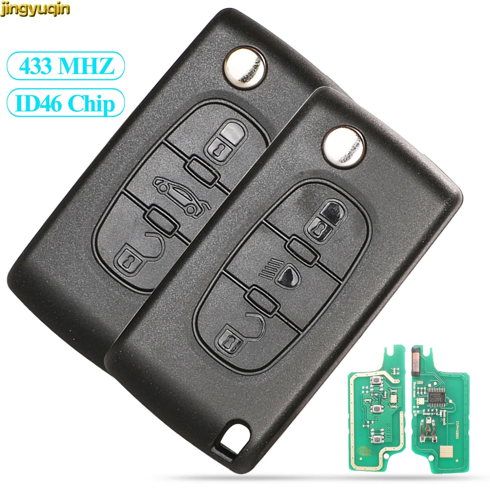 

Jingyuqin 10pcs Remote Flip Car Key ASK/FSK 433MHZ ID46 For Citroen C2 C4 C5 C8 Peugeot 307 308 607 VA2/HCA CE0523/0536 3B Light