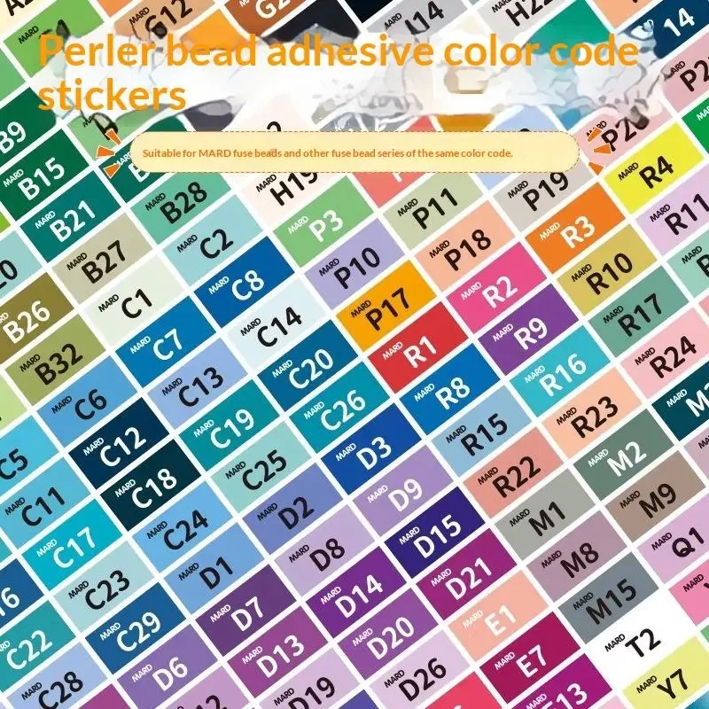 Fuse Bead Sorting Color Code Stickers Clear Print 221/302 Colors Easy to Peel for DIY Handicraft Enthusiasts view 2