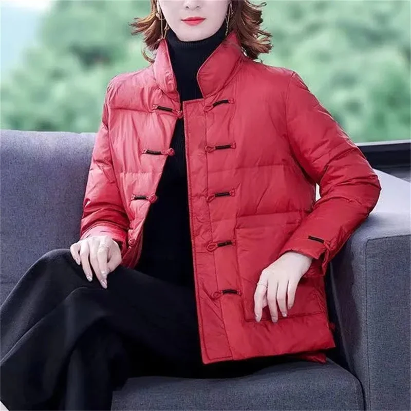 Fashion Women Lightweight Short Buckle Down Cotton Coat Overcoat Autumn Winter Jacket 2024 Female Casual Warm Parkas Outerwear