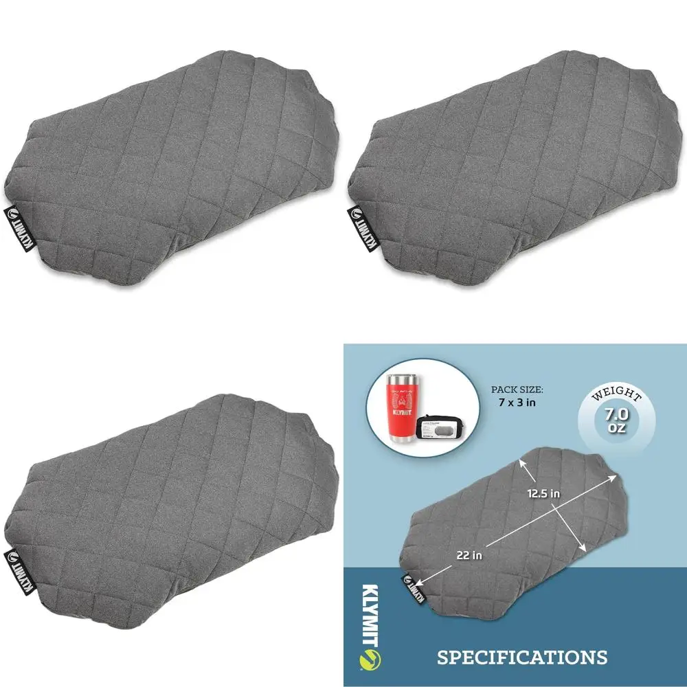 

Ultralight Hybrid Pillow for Air Travel, Backpacking, and Camping, Grey